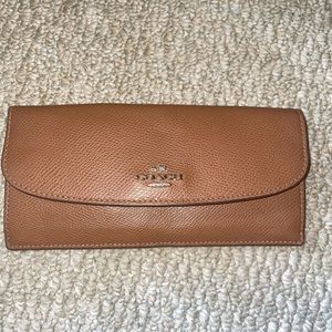 Brown leather thin coach wallet